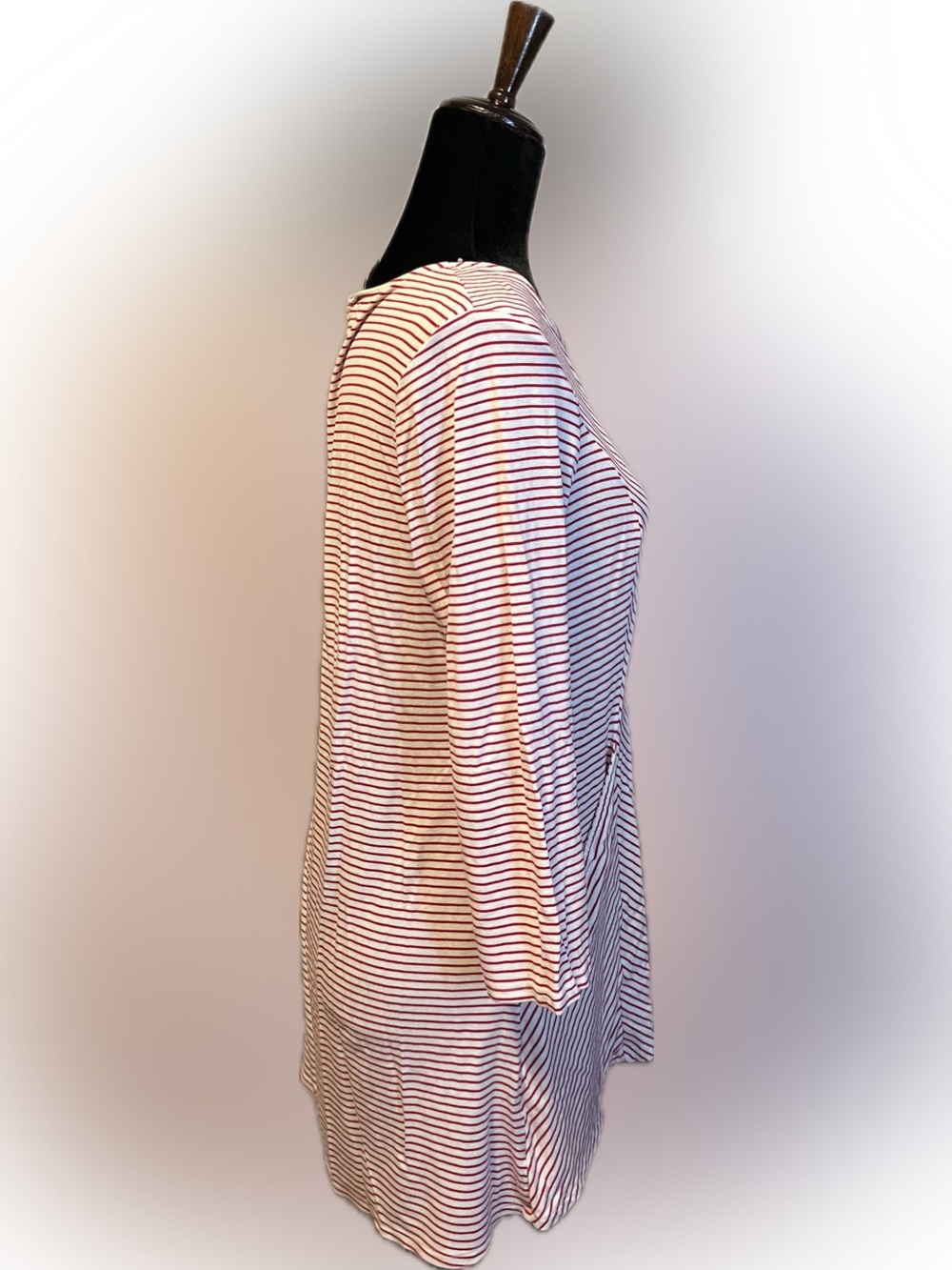 Chico’s Striped Asymmetrical 3/4 Sleeve Pocket Tunic size M - Picture 3 of 13